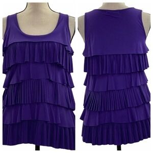 DESIGN History Purple Ruffle Layer Tier Tank Top S